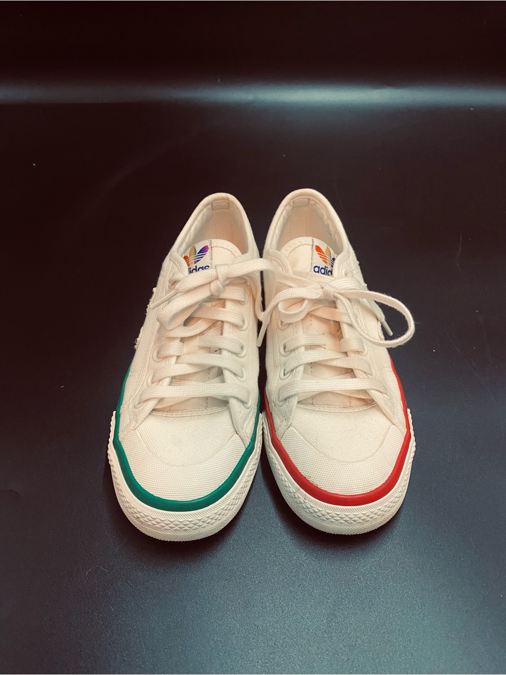 Nizza Pride adidas Cream Canvas Sneakers with Red & Green Accents